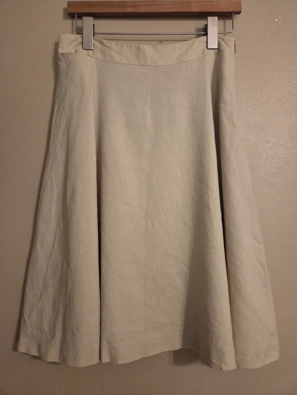 BANANA REPUBLIC Classic Khaki Linen Blend Stretch A-Line Flared Skirt Women's 4